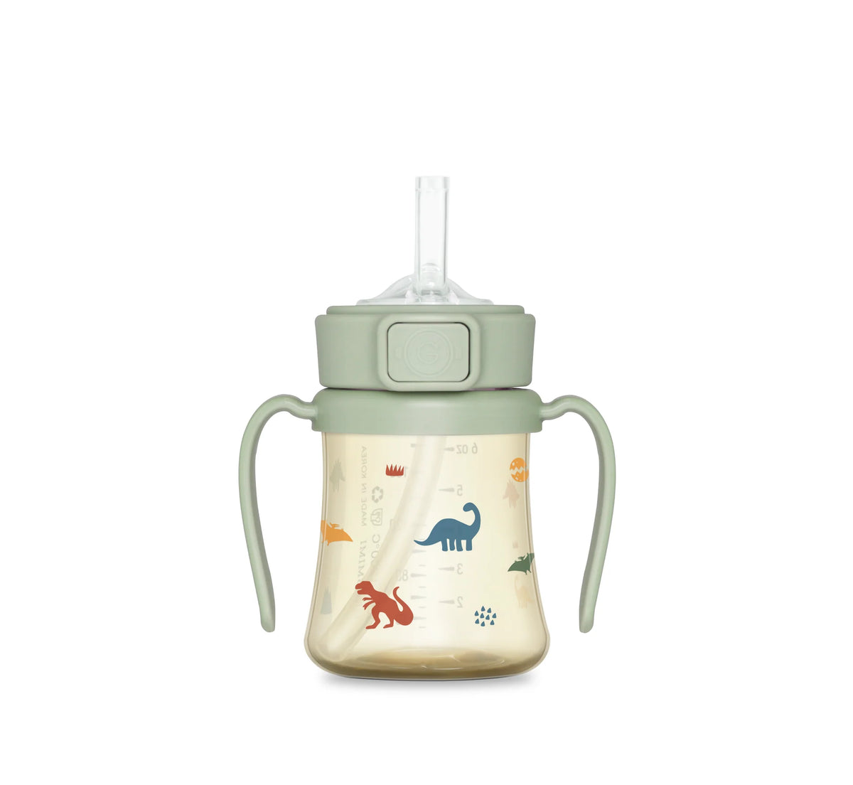 Grosmimi PPSU Straw Cup with Flip Top - 6oz (200ml) Stage 2 Straw: Dinosaur