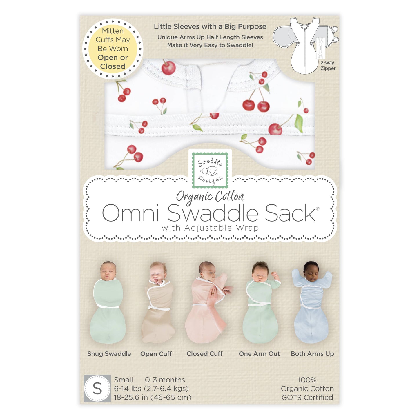 Organic Omni Swaddle Sack, Watercolor Little Cherries