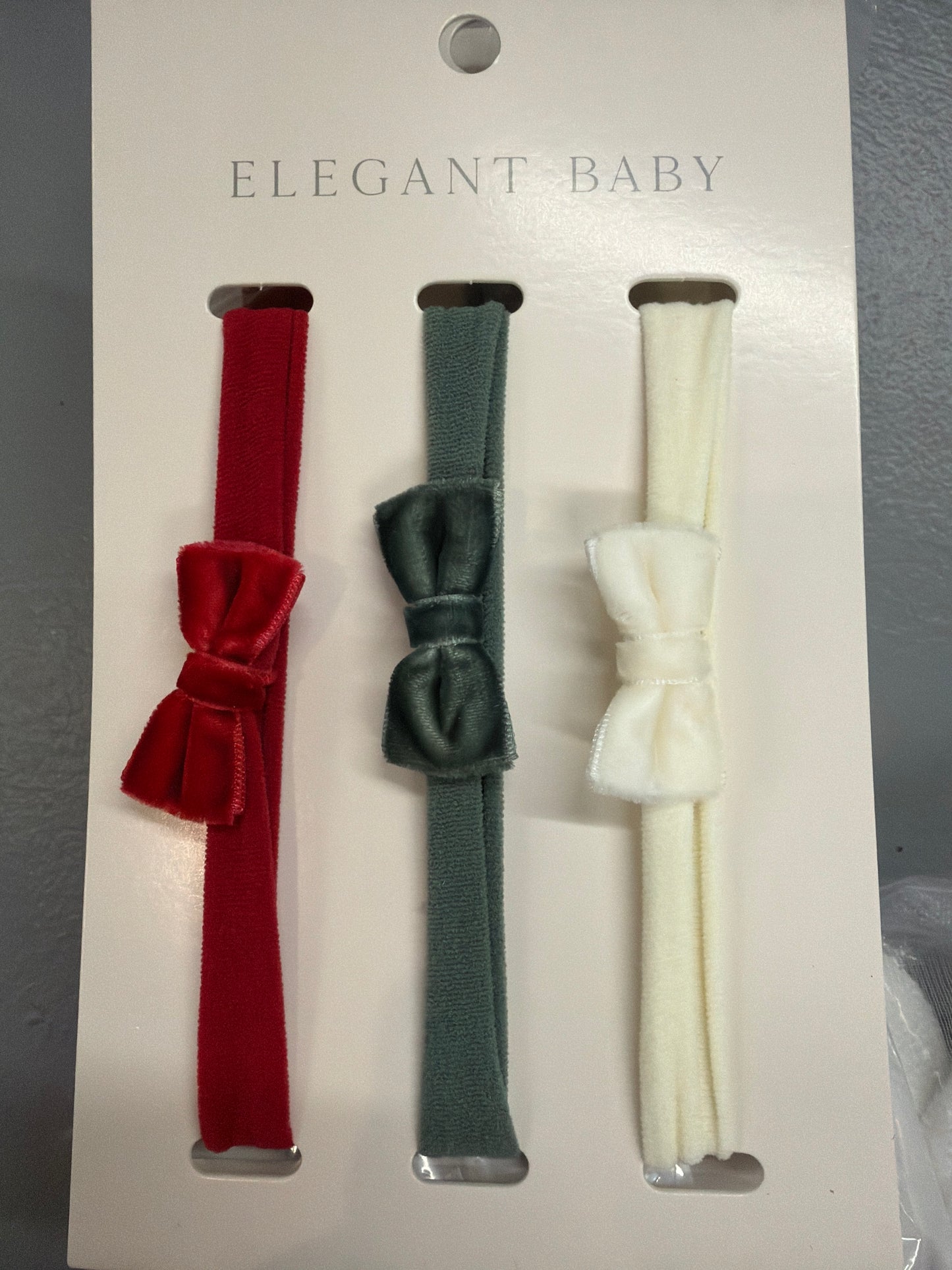 HOLIDAYS VELVET BOW HEADBAND SET 3 PK
