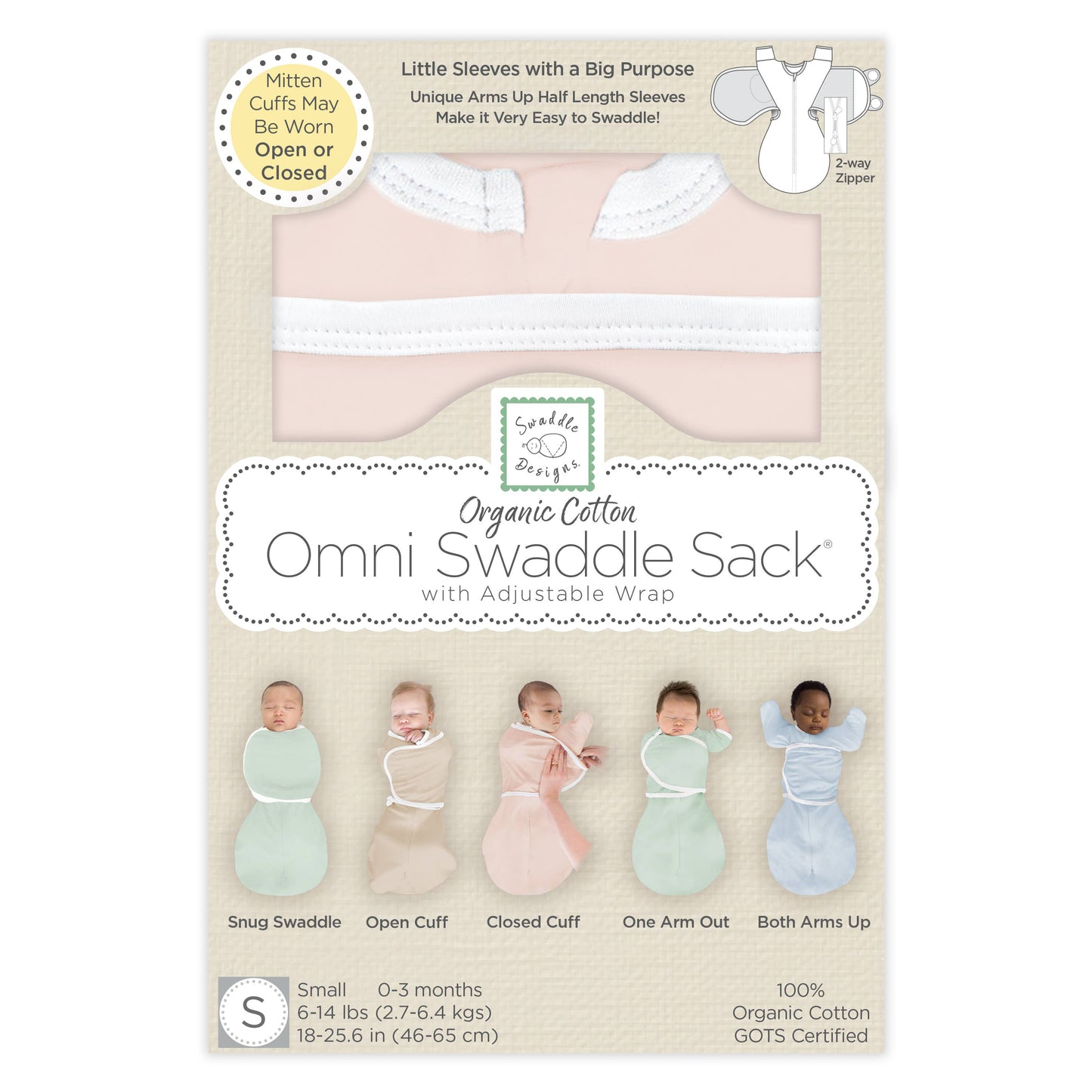 Organic Omni Swaddle Sack, Soft Pink