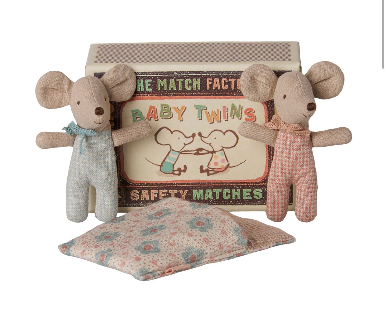 Maileg Twins, Baby mice in matchbox - Checker