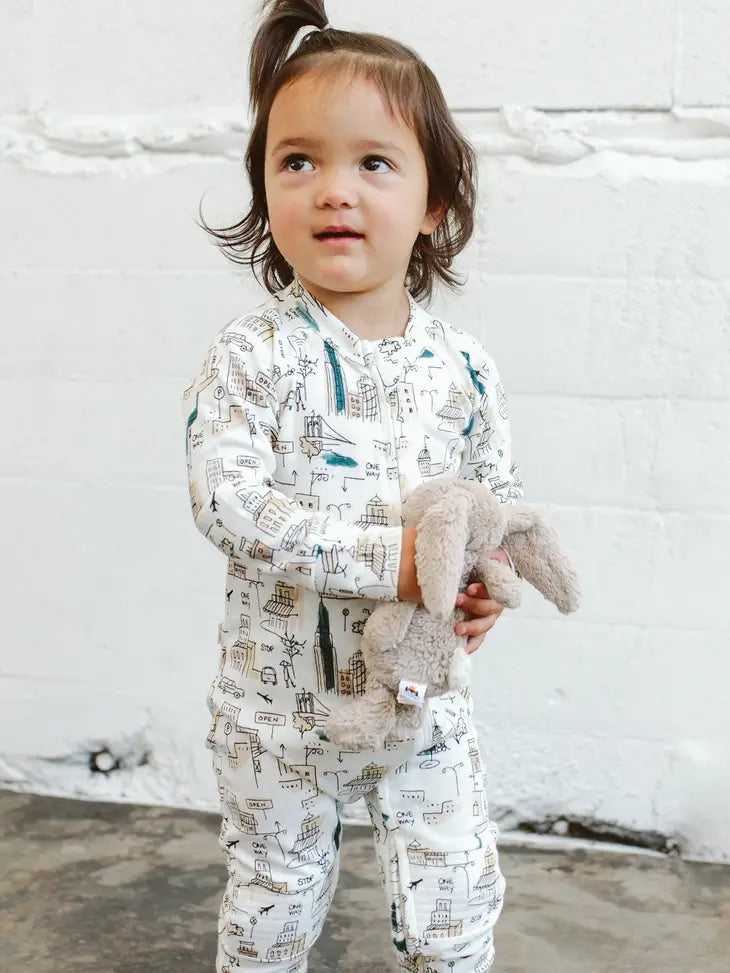 Viscose + Organic Cotton L/S Zipper One-Piece - Downtown