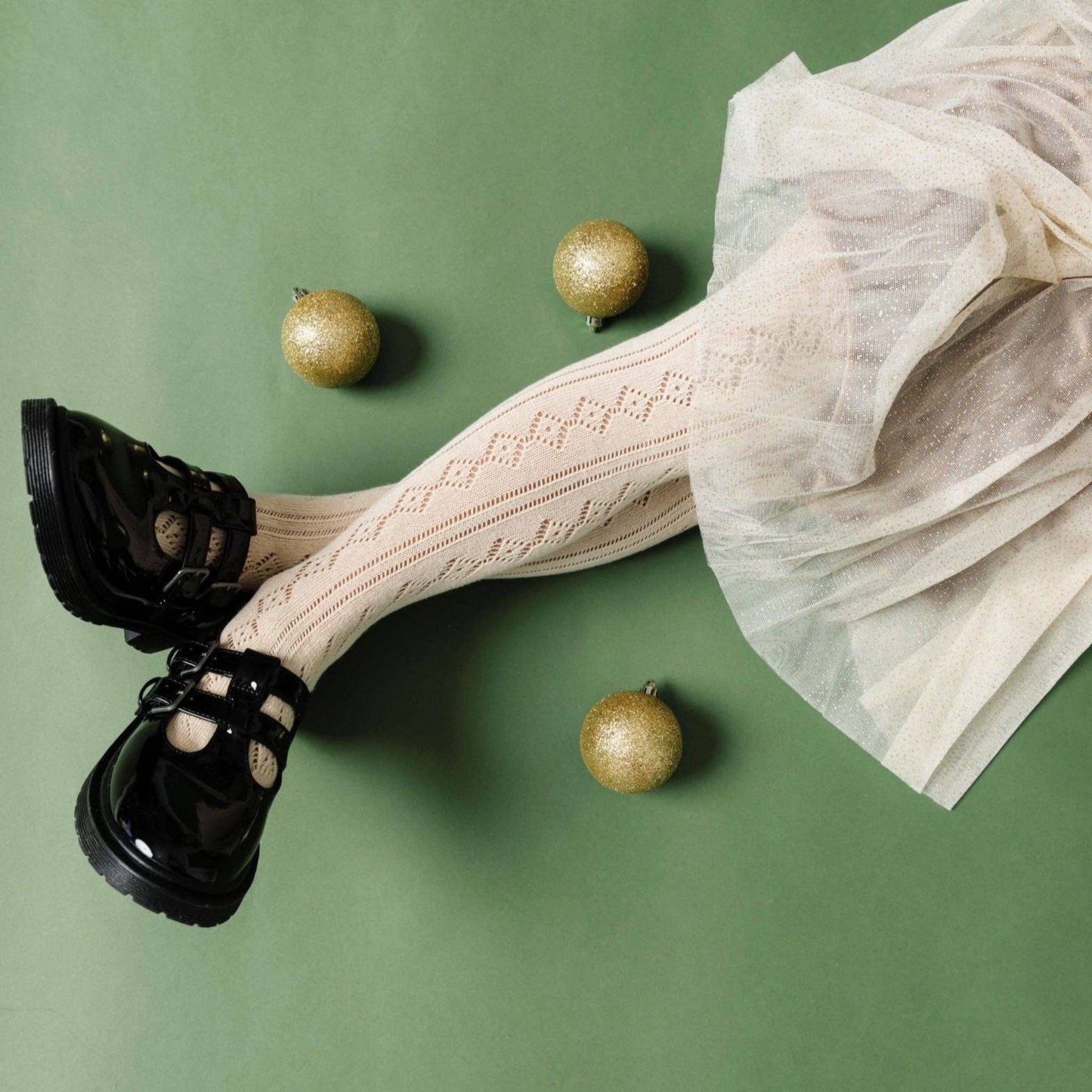 Little Stocking Co. Fancy Knit Tights - Vanilla