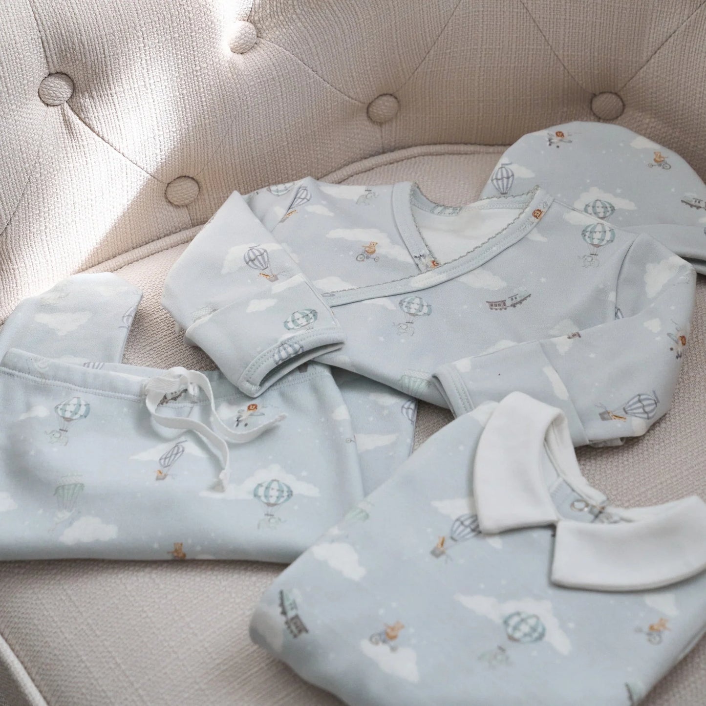 ELEGANT BABY UP & AWAY DOUBLE LAYERED COTTON LAYETTE SET