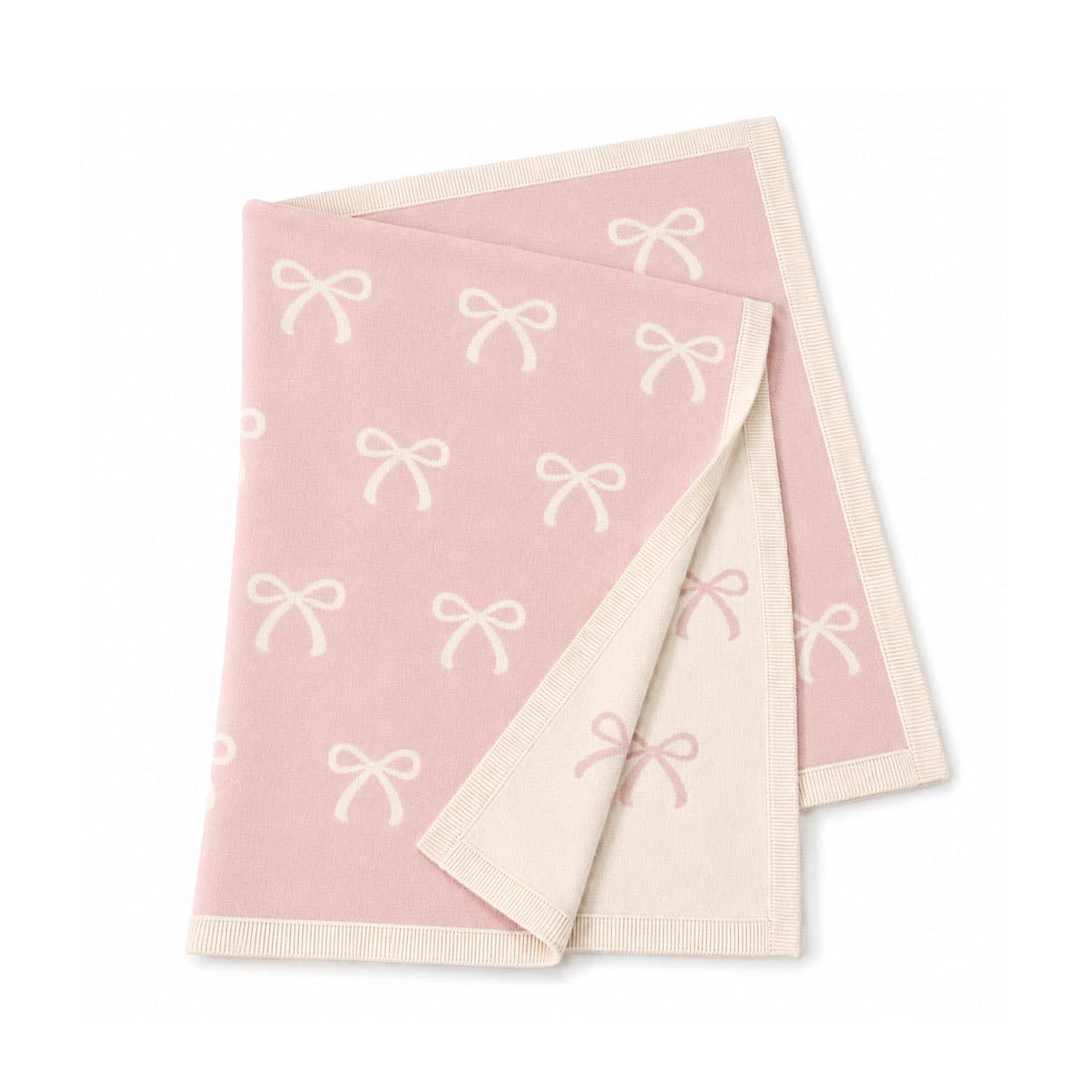 Sweet Bow - Organic Cotton Knit Baby Blanket: Natural / One Size
