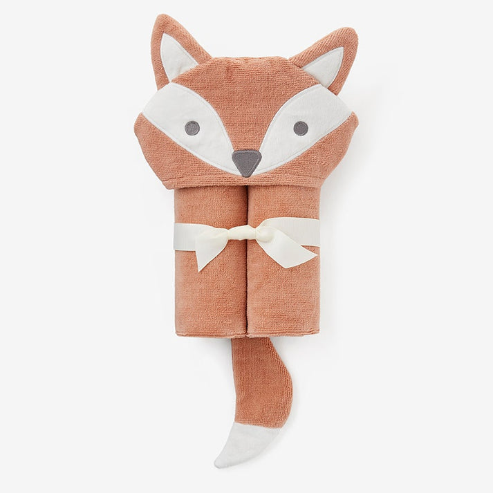RUST FOX HOODED BABY BATH WRAP