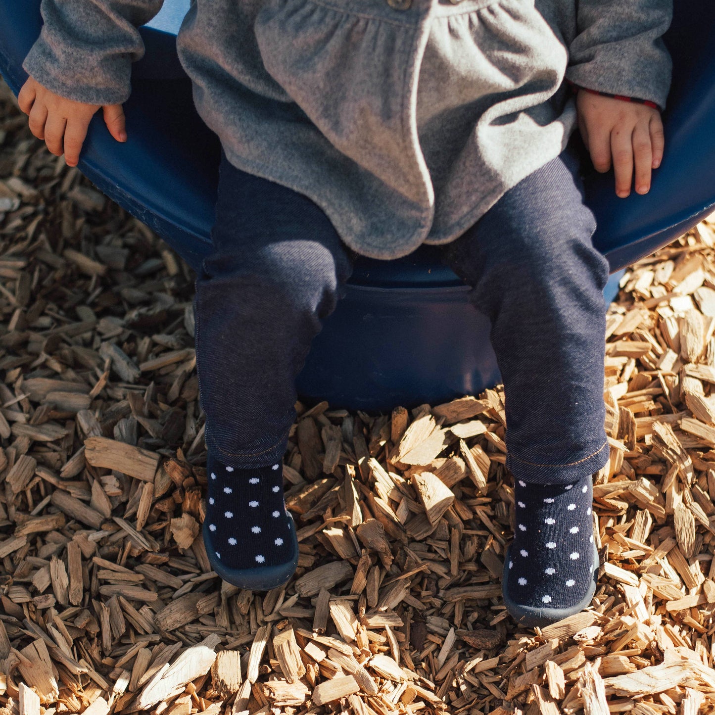 Komuello first walker baby sock shoes - Dotty - Navy