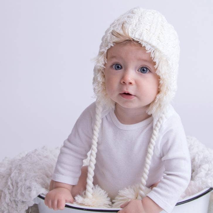 Cream Cozy Earflap Beanie Hat