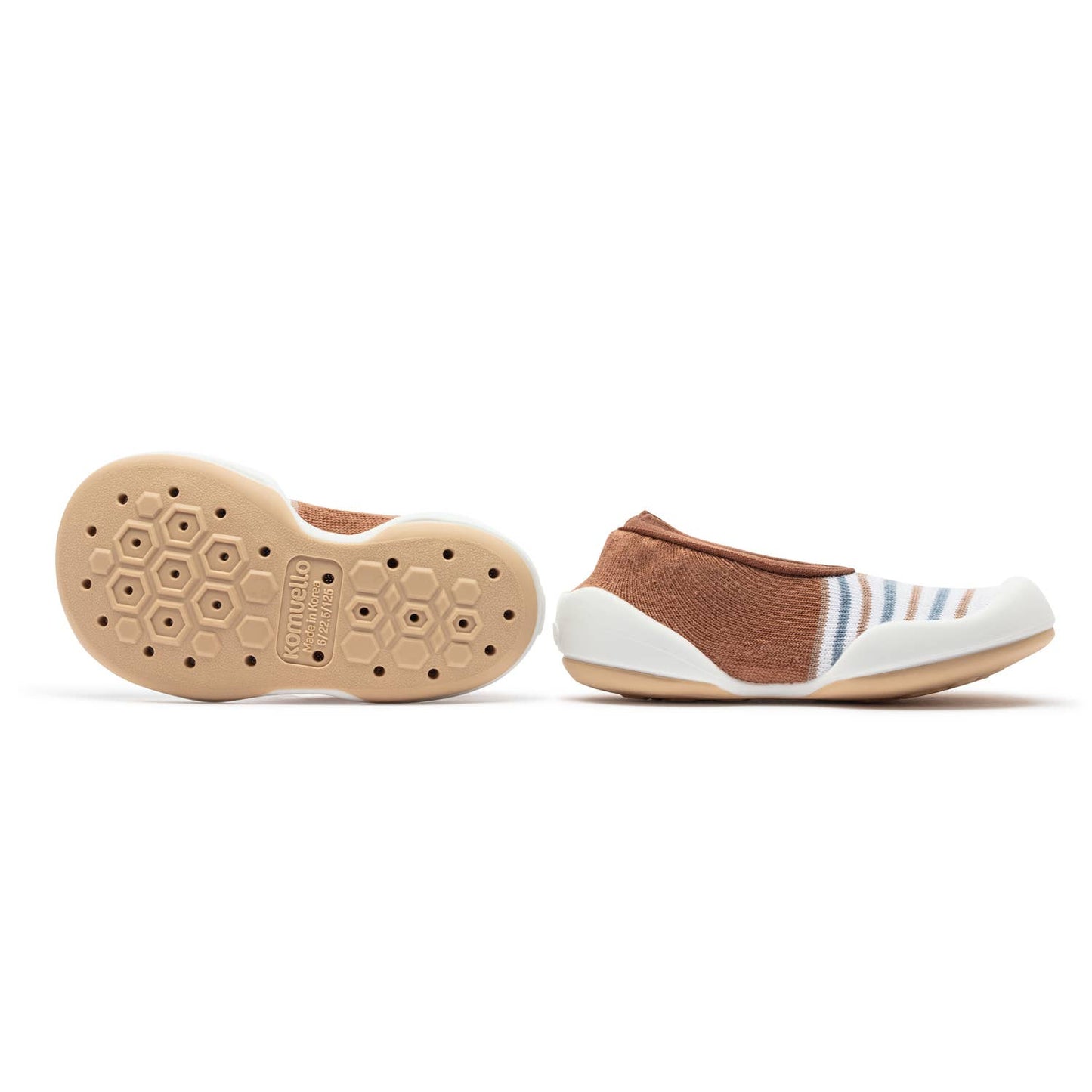 Komuello first walker baby sock shoes-Flat-Brown Stripe