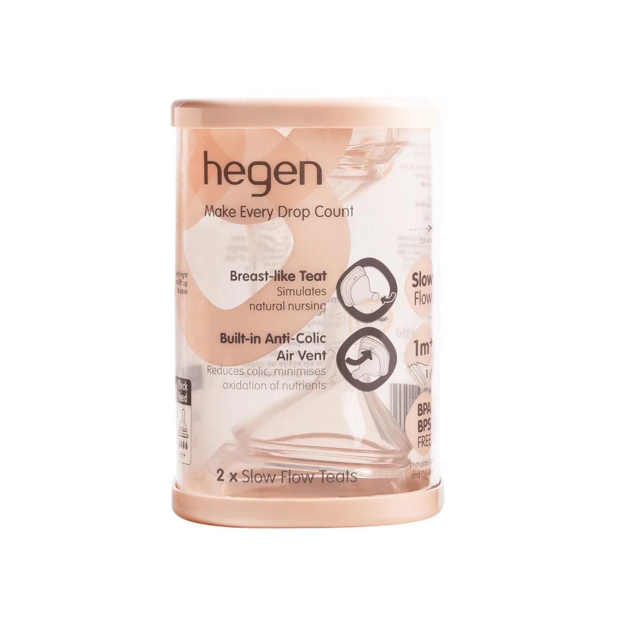 HEGEN NIPPLE SLOW FLOW, 2-PACK (1 TO 3 MONTHS)