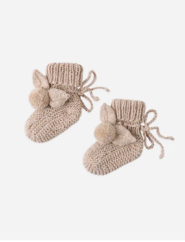 Bunny Knit Booties Heathered Latte