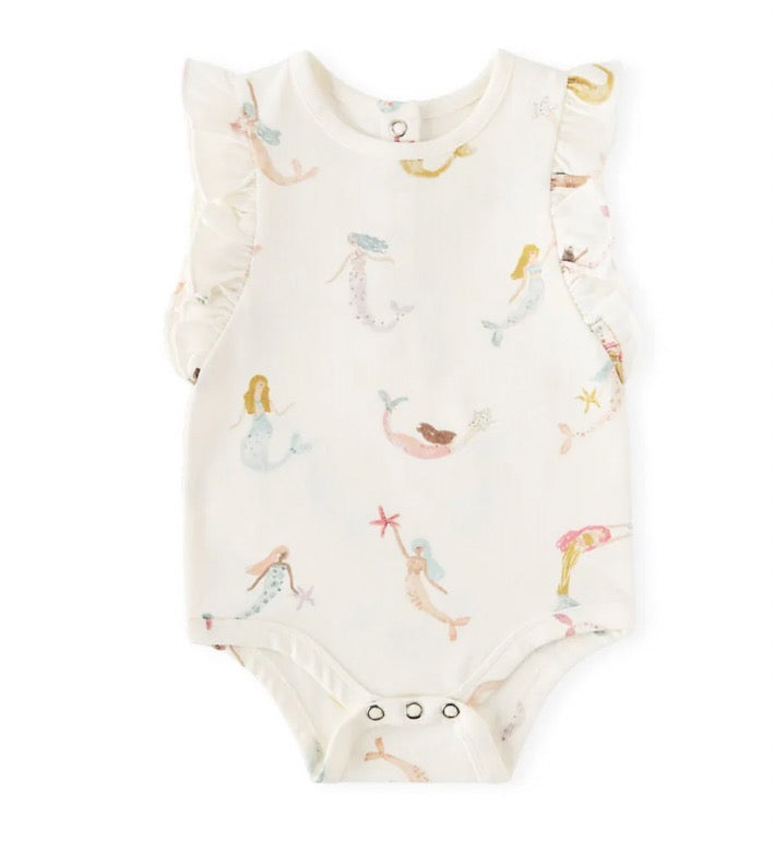 Short Sleeve Flutter One-Piece - Mermaid Melody