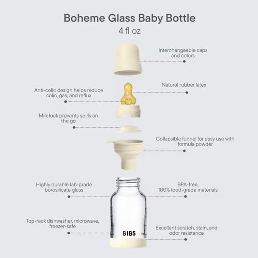 Baby Glass Bottle Boheme Set 4oz/120ml Latex