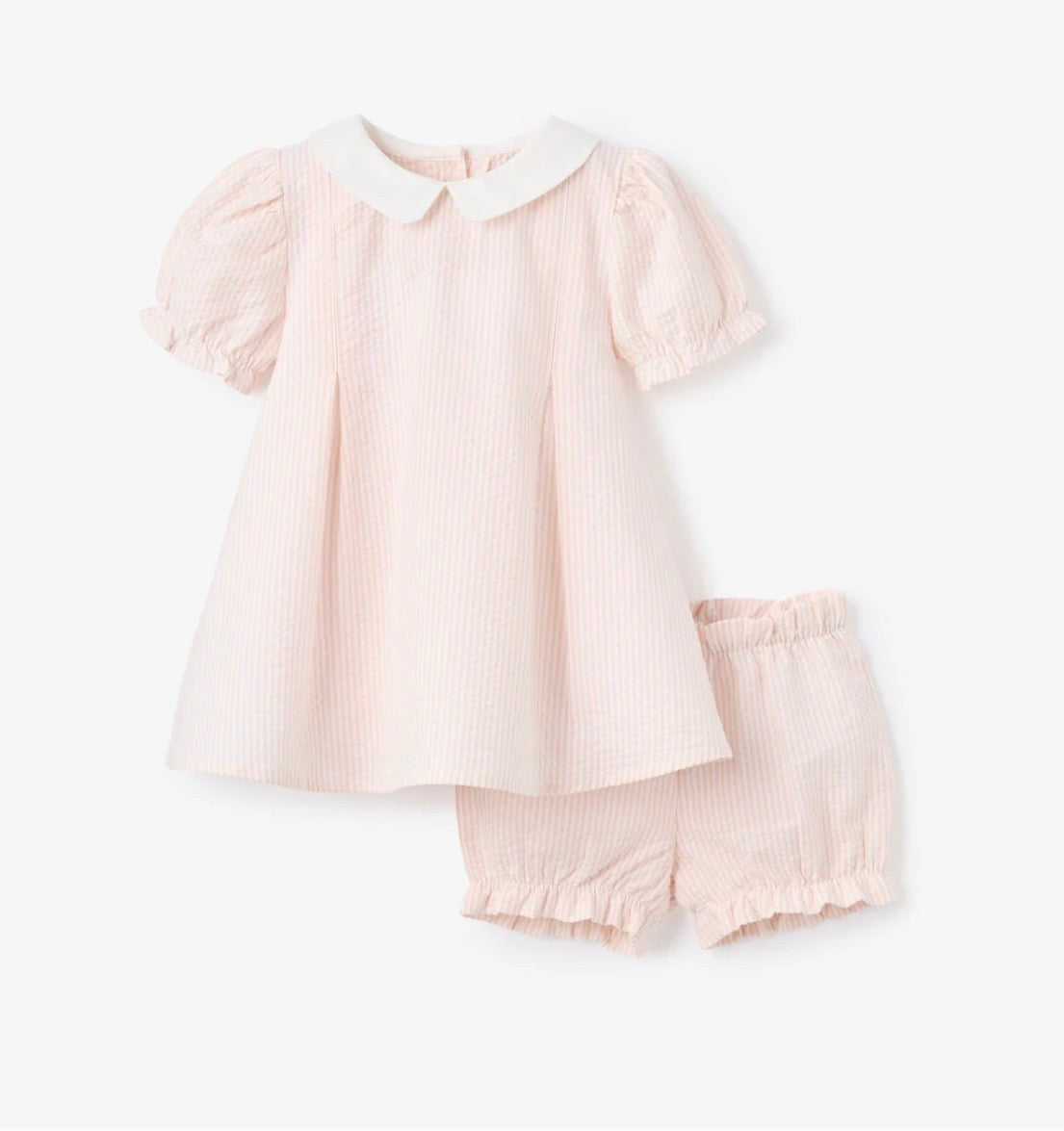 PINK SEERSUCKER COLLARED DRESS