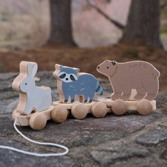 WOODEN FOREST ANIMAL PULL TOY