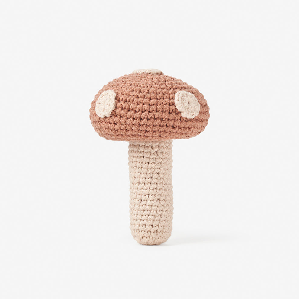 MUSHROOM KNIT BABY RATTLE