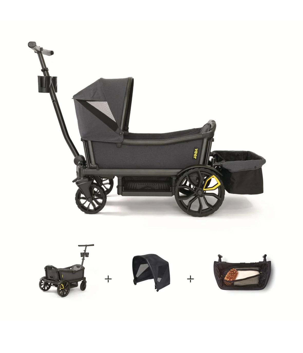 folding stroller wagon with canopy Veer Cruiser Essentials Bundle