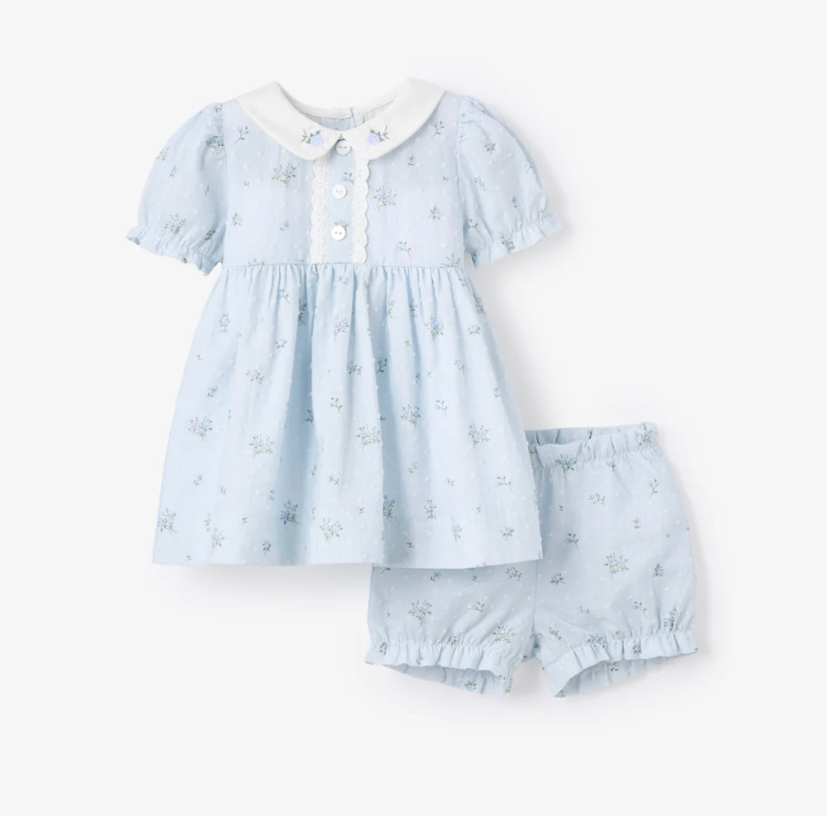 BLUE ENGLISH ROSE PINTUCKED DRESS
