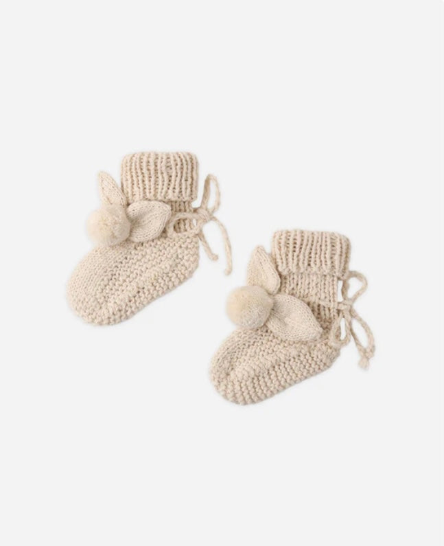 Bunny Knit Booties Ecru