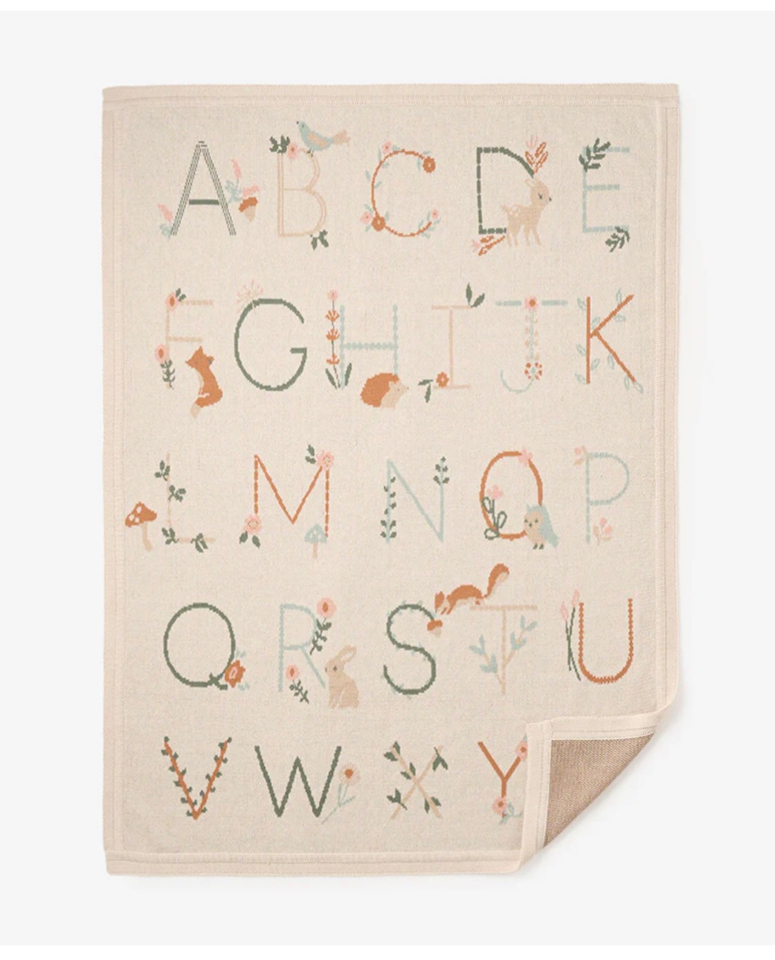WHEAT ALPHABET BASICS KNIT BABY BLANKET