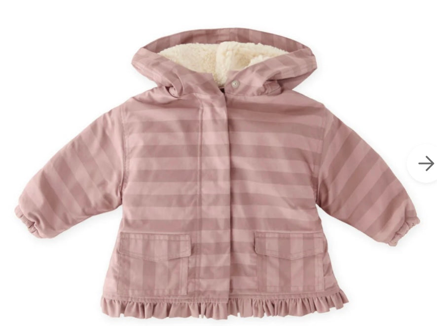 Sherpa Lined Storm Jacket with Ruffles