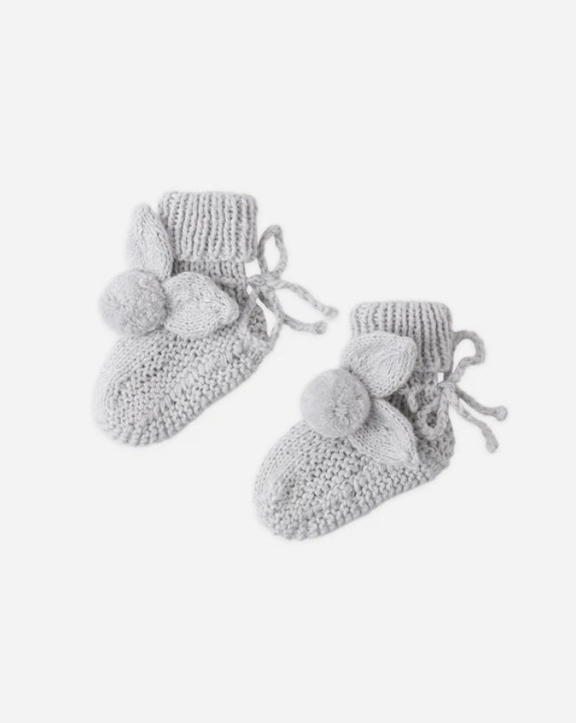 Bunny Knit Booties Heathered Sky