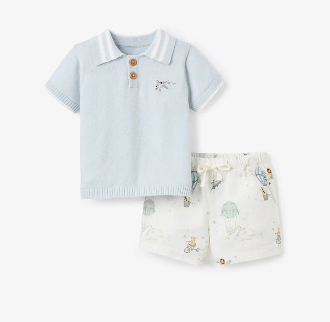 UP & AWAY KNIT POLO SHIRT + PRINTED OXFORD SHORTS