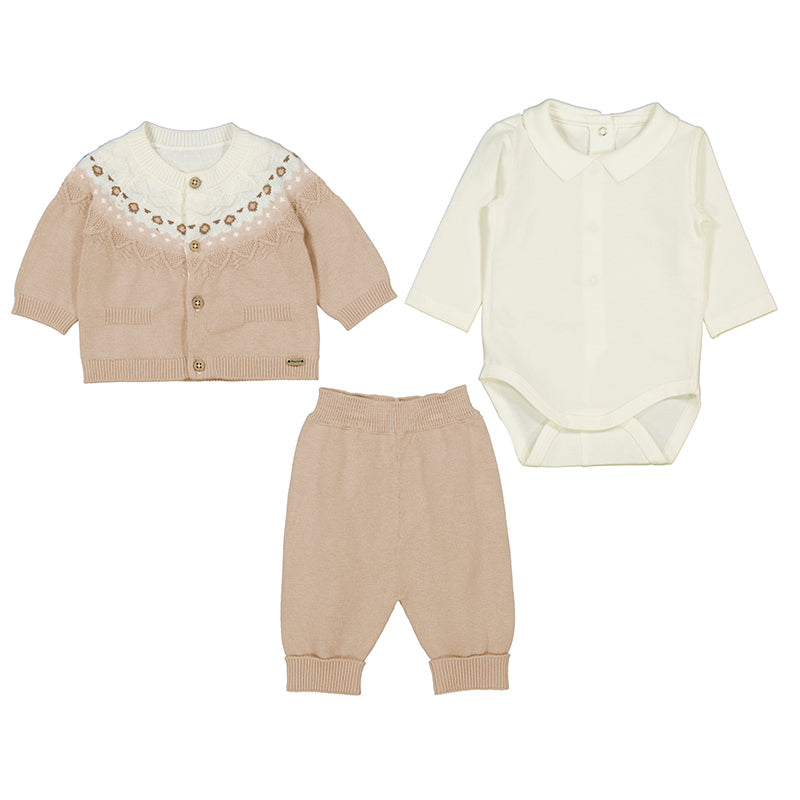 Long knit 3-piece trouset set