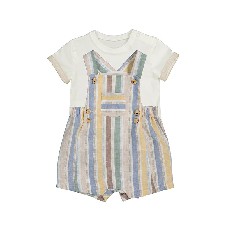 Newborn Dungaree and Linen T-Shirt Set