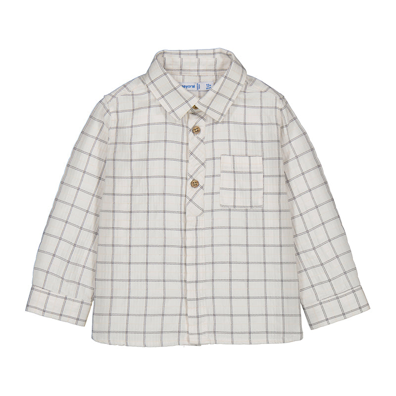L/s checked viscose shirt