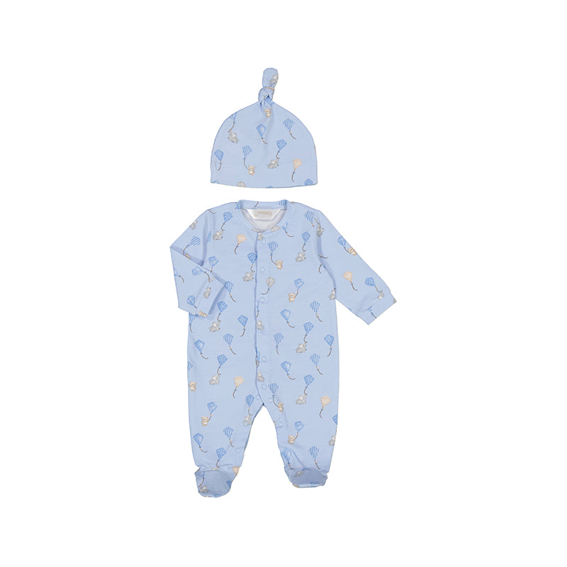 Long onesie w/ hat-sky