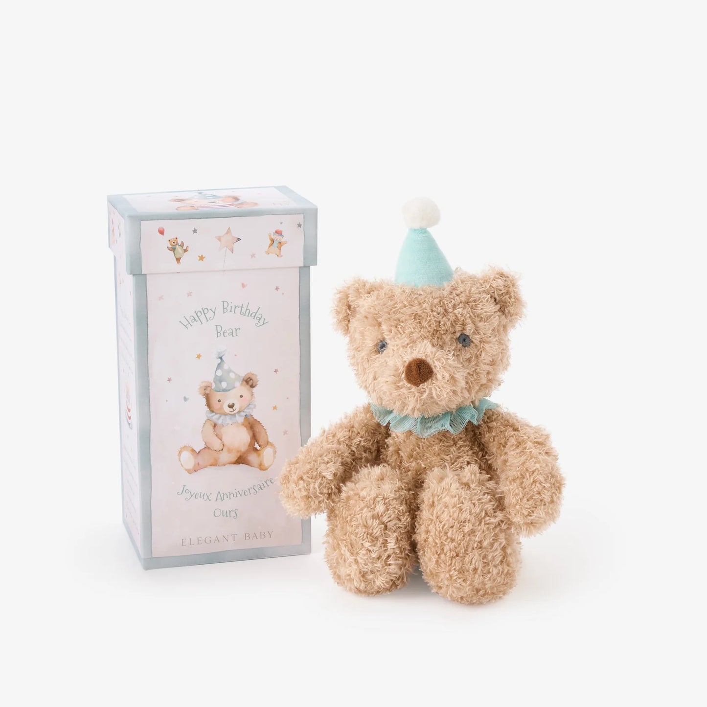 AQUA BIRTHDAY BEAR PLUSH TOY W/ GIFT BOX