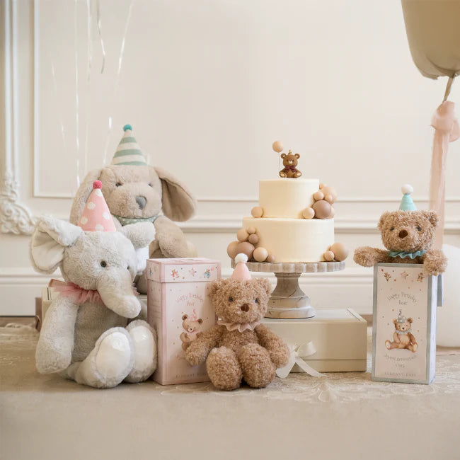 AQUA BIRTHDAY BEAR PLUSH TOY W/ GIFT BOX