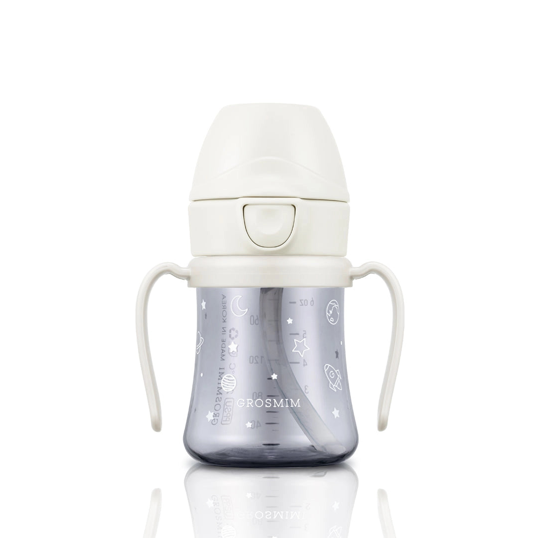 Grosmimi Ppsu Straw Cup with Flip Top - 6oz (200ml) Space-White