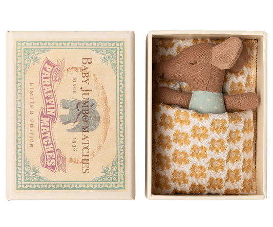 Sleepy wakey baby mouse in matchbox - Blue