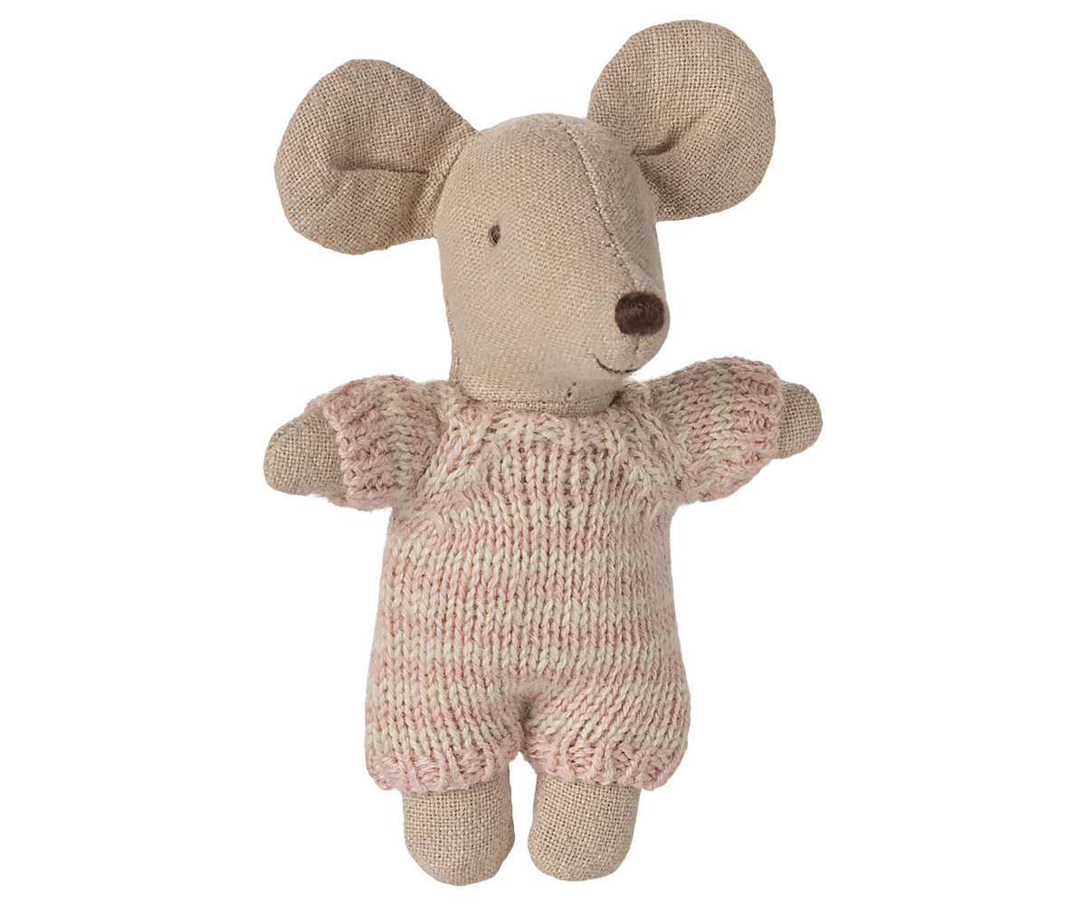 Baby mouse in carry cot - Rose