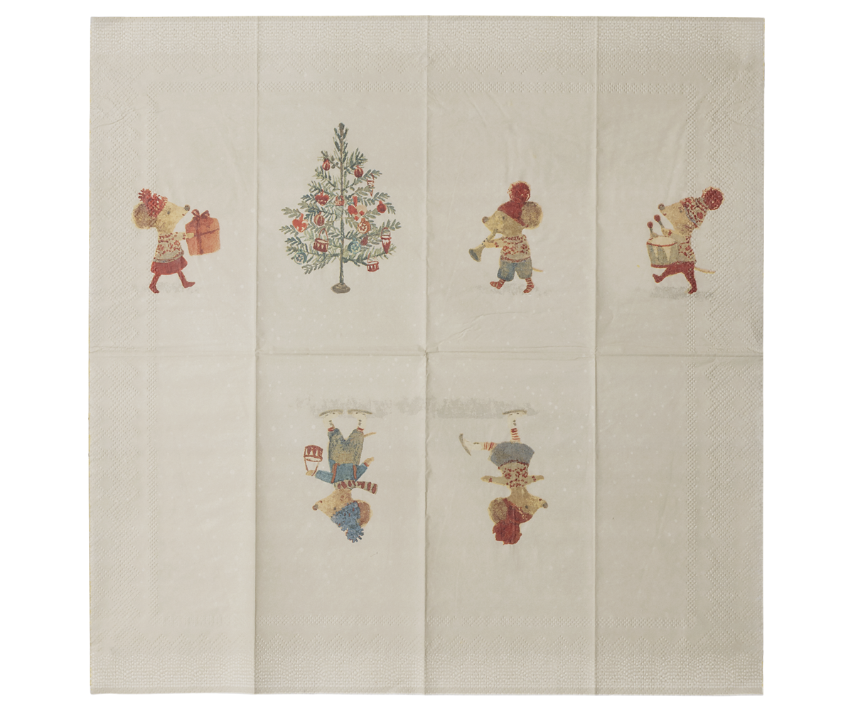 Maileg Napkin, Small - Christmas Mice (20 pcs)