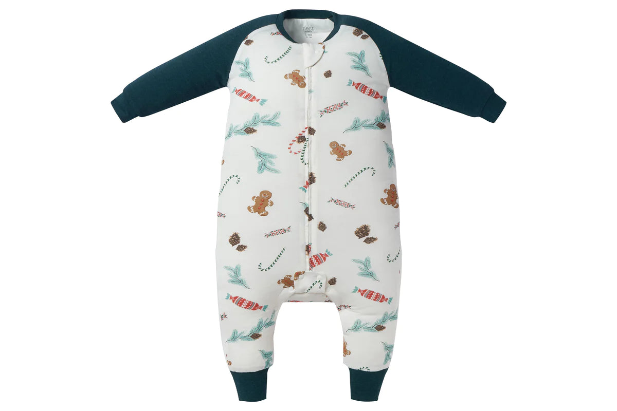 Raglan Long Sleeve Footed Sleep Bag 1.0 TOG (Bamboo) - Christmas Day!