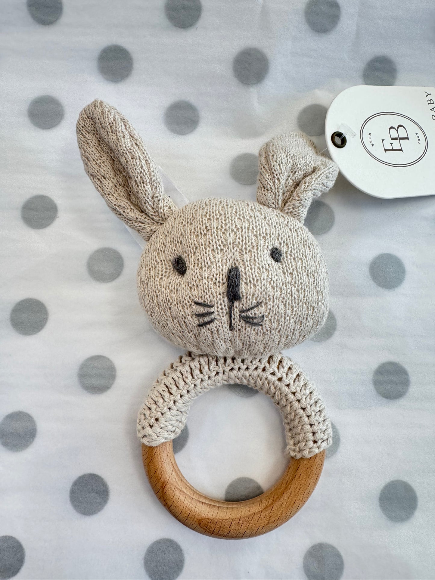 BUNNY WOODEN RING RATTLE