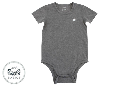 Basics Short Sleeve Onesie (Bamboo Cotton) - Charcoal