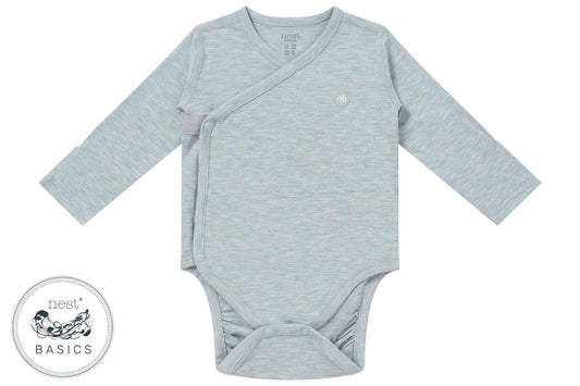 Basics Long Sleeve Kimono Onesie (Bamboo Cotton) - Grey Dawn