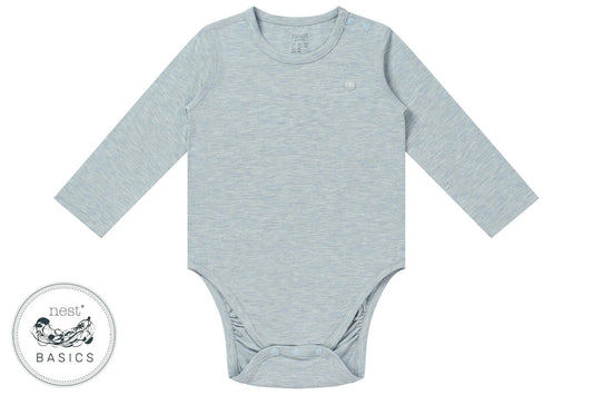 Basics Long Sleeve Onesie (Bamboo Cotton) - Gray Dawn