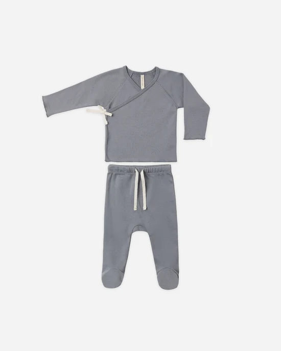 Quincy Mae Wrap Top + Footed Pant Set
