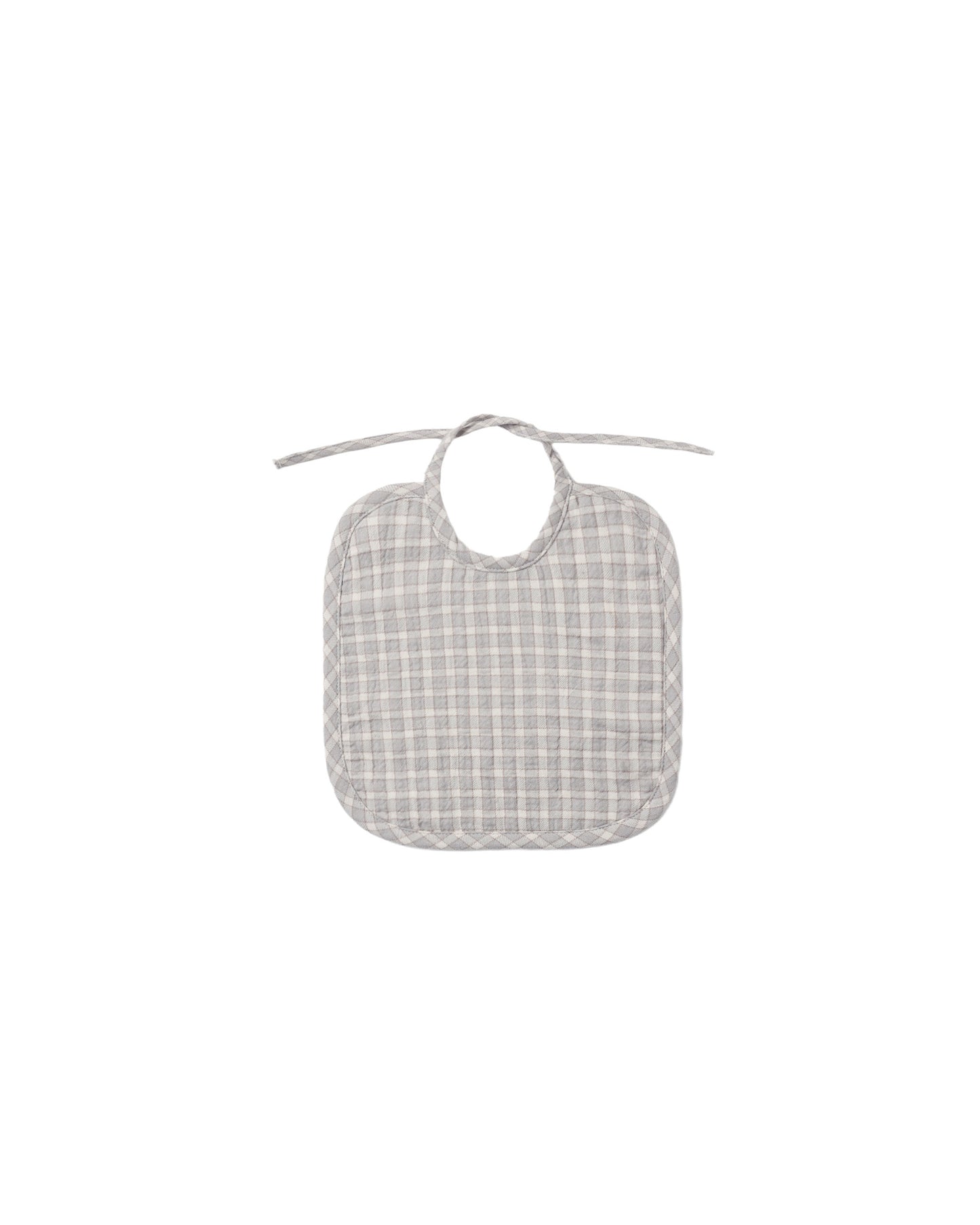 Quincy Mae Woven Tie Bib || Blue Gingham-OS