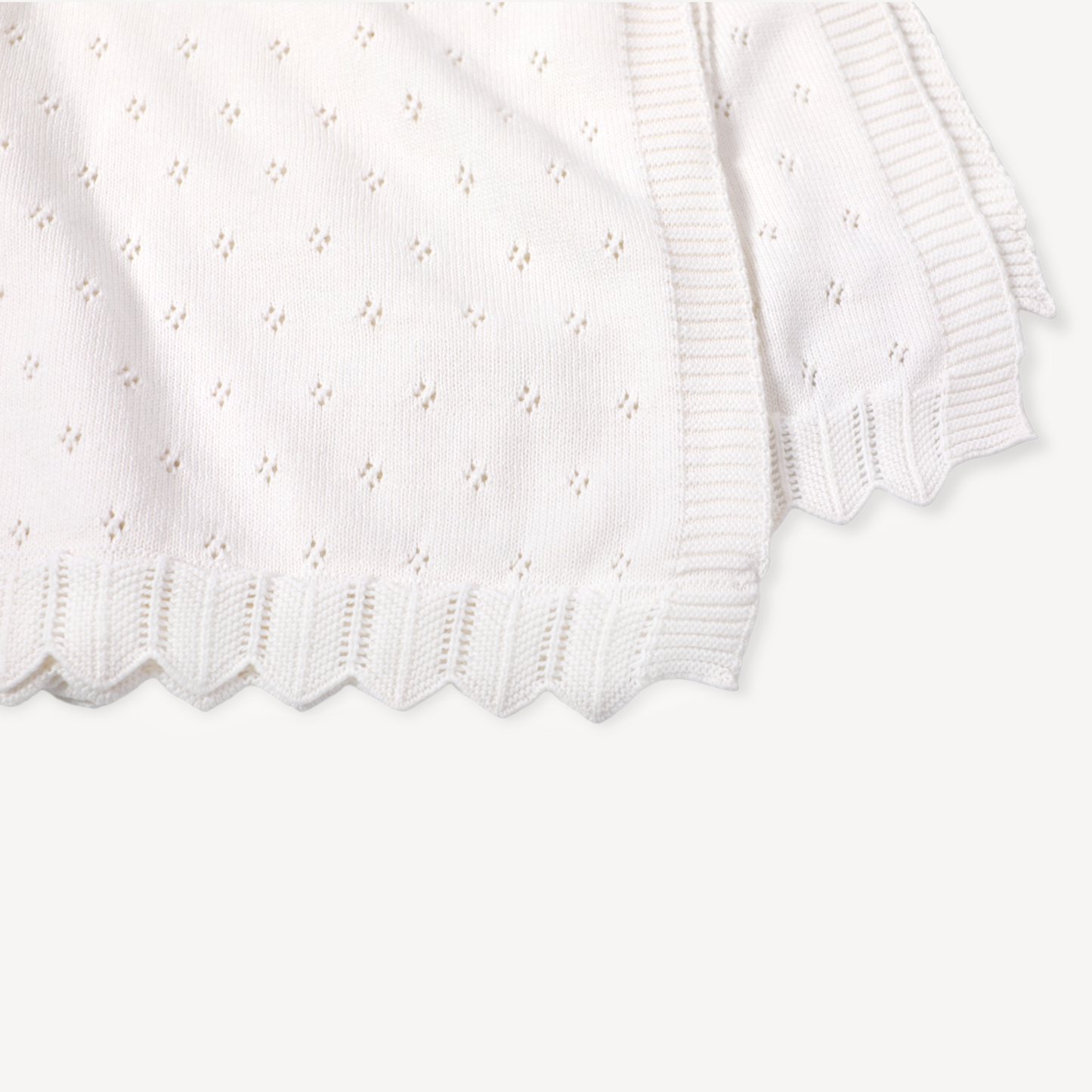 Dove White Classic Pointelle Knit Baby Blanket (Organic): Ivory