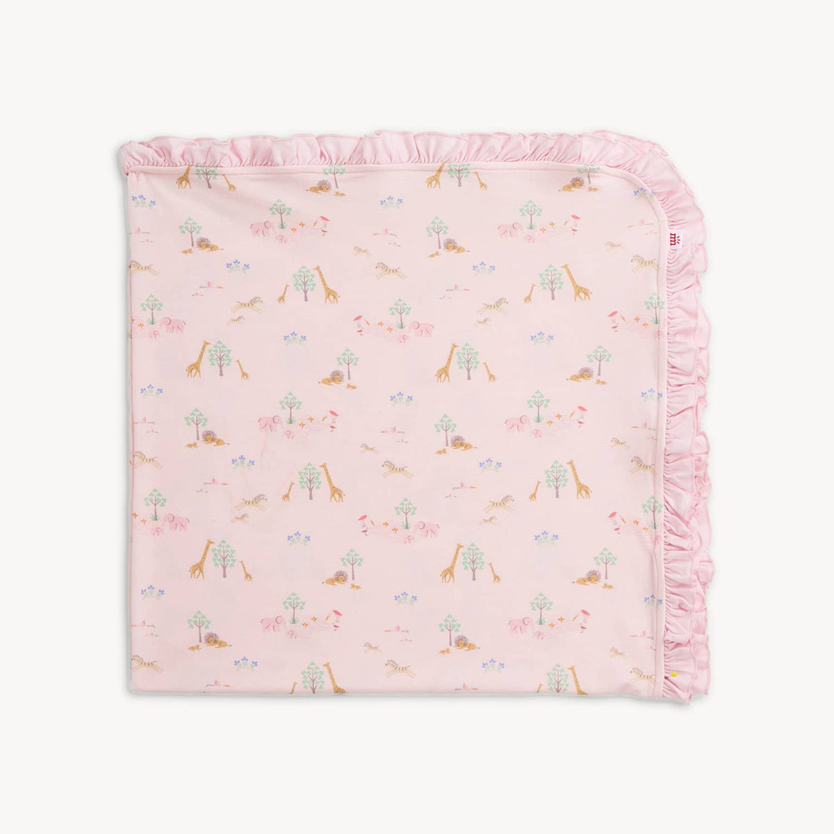 PINK SERENE SAFARI BABY BLANKET WITH RUFFLES: 650 / ONE SIZE