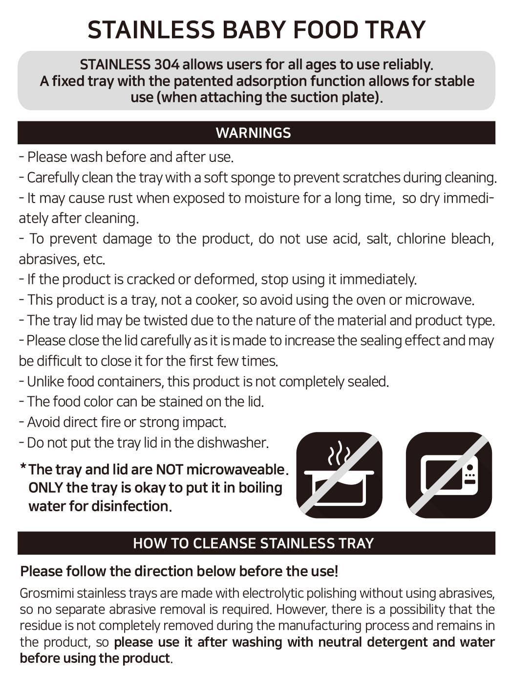 Grosmimi Stainless Steel Food Tray with 5 Compartment: Knotted with suction