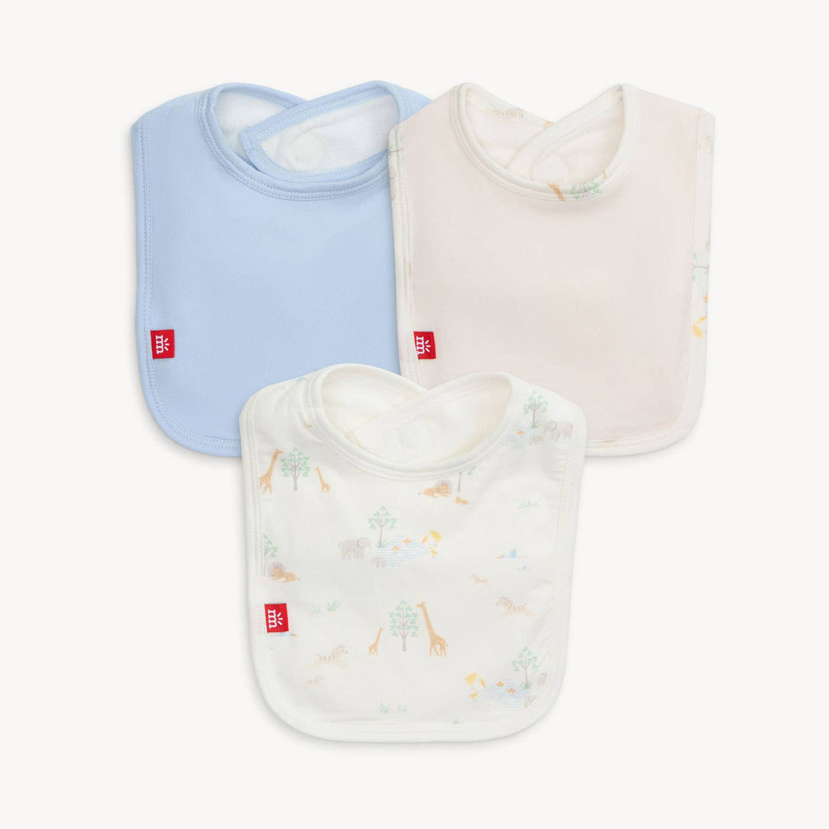 WHITE SERENE SAFARI INFANT BIB 3 PACK: 100 / ONE SIZE