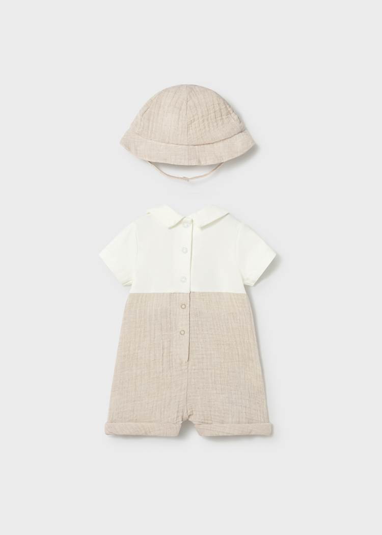 Newborn Boy Dungaree with Hat Set 1651