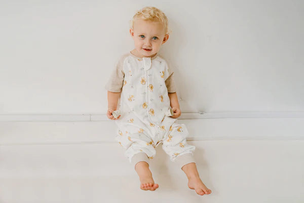 SS23 Raglan Bamboo Pima Short Sleeve Footed Sleep Bag 0.6 TOG